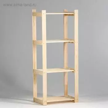 Стеллаж деревянный, 4 полки, 1506437.5 см, сосна, усиленный, напольный, «Добропаровъ»
