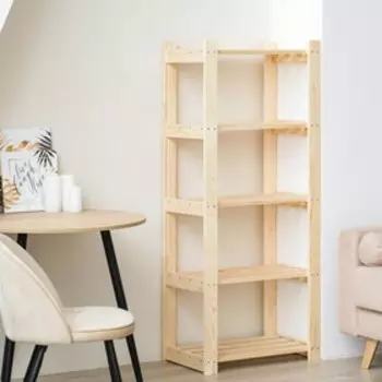 Стеллаж деревянный, 5 полок, 1506437.5 см, хвоя, напольный