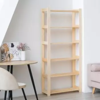 Стеллаж деревянный, 6 полок, 1708428 см, хвоя, усиленный, напольный