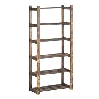 Стеллаж деревянный усиленный 180х84х37,5см, 6 полок обжиг
