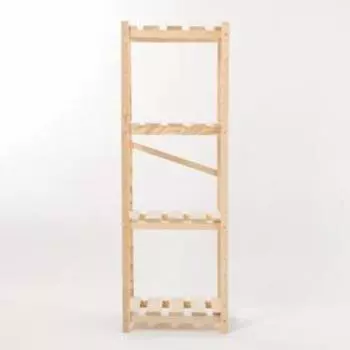 Стеллаж деревянный усиленный, 4 регулируемые полки, винтовое соединение, 125х45х28 см