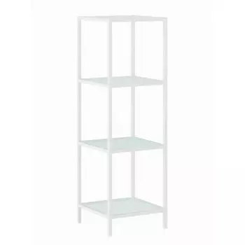 Стеллаж для ванной 3, 350х250х964, Белый муар/Стекло бесцветное