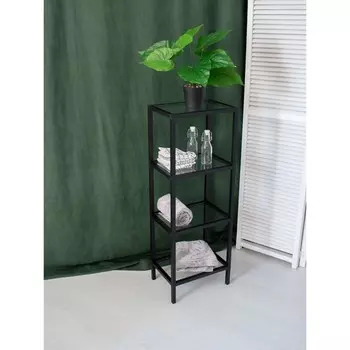 Стеллаж для ванной 3, 350х250х964, Черный муар/Стекло бесцветное