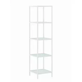 Стеллаж для ванной 4, 350х250х1246, Белый муар/Стекло бесцветное