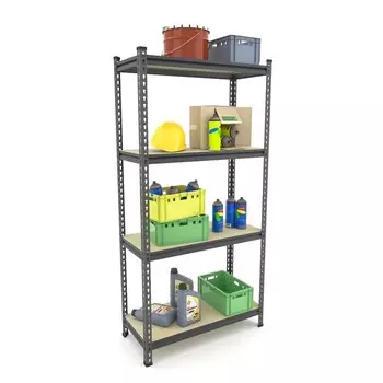 Стеллаж складской Everest Beamy Simple-D16, металл, 4 полки, нагрузка на полку - 250 кг, 1809030 см, тёмно-серый