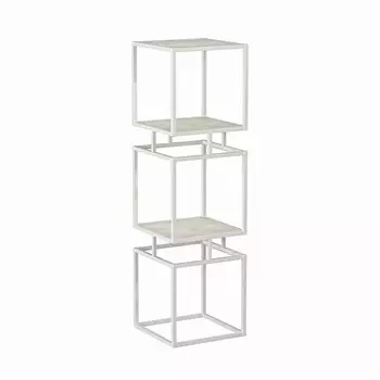 Стеллаж Флай, 400х400х1400, Белый муар/Метрополитан грей