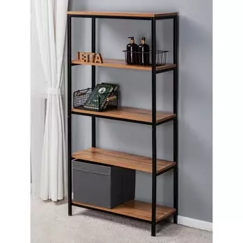 Стеллаж Frame, 6703001442 мм, 4 секции, цвет дуб вотан / чёрный металл