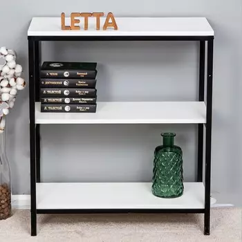 Стеллаж Frame, 670300780 мм, 2 секции, цвет ЛДСП белое тиснение / чёрный металл