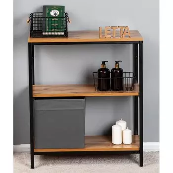 Стеллаж Frame, 670300780 мм, 2 секции, цвет ЛДСП дуб вотан / чёрный металл