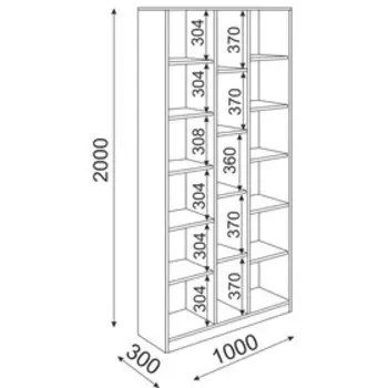 Стеллаж комбинированный «Остин», 10003002000 мм, цвет шимо светлый/белый
