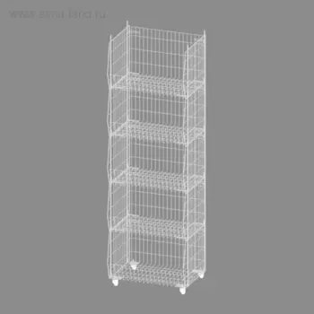 Стеллаж корзинный 600 мм на колесах, цвет белый