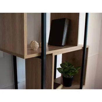 Стеллаж Лофт, 700х327х1836, Черный муар/Дуб сонома