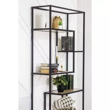 Стеллаж Лофт, 864х300х1992, Черный муар/Дуб сонома