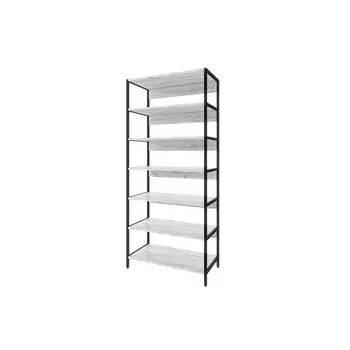 Стеллаж лофт DQ SITI, 800*400*1800, черный муар/ дуб белый ЛДСП