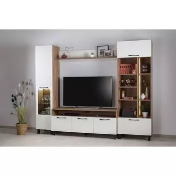 Стеллаж Манхеттен 13.148, 652х381х1900, Дуб крафт табачный/Белая шагрень