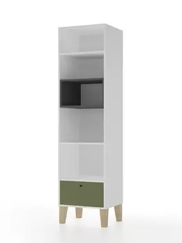 Стеллаж напольный Story «Коты и овалы», на ножках, 1 ящик, 5194711973 мм, цвет белый/олива/тёмно – серый