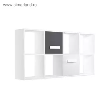 Стеллаж навесной с дверками Юниор 1400х250х709 Белая аляска/Графит