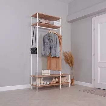 Стеллаж «Не шкаф», металлический каркас, 114,5206,536,5 см, белый