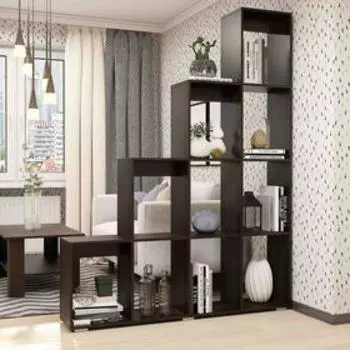 Стеллаж-перегородка для зонирования «Кантри», с полками, 16002962036 мм, цвет венге