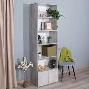 Стеллаж с дверками Hardy Лайт New, 6024202006 мм, цвет цемент светлый