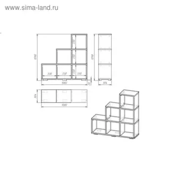 Стеллаж кубический «Стильный», 10803001090 мм, цвет венге тёмный