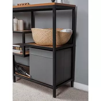 Стеллаж тумба Trust Plus, 1100300780 мм, ЛДСП, цвет дуб вотан / чёрный металл