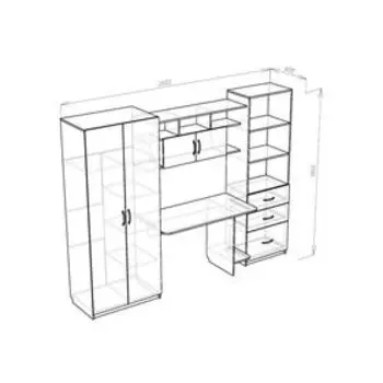 Стенка детская «Анюта 3», 2600×600×1960 мм, цвет бук / синий