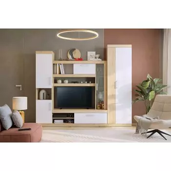 Стенка для гостиной «Макси К1», 18504701870 мм, цвет дуб сонома/белое дерево