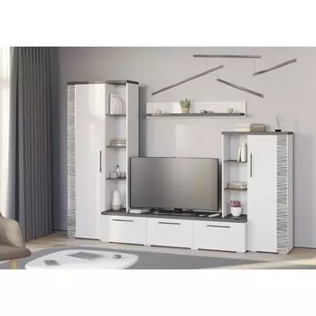 Стенка «Дублин», 28004702000 мм, цвет белый / графит