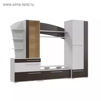 Стенка Глория 2800х580х2150 Рамух белый/Венге