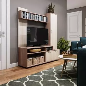 Мини - стенка в гостиную «Клик Мебель. Лира», 16001400380 мм, цвет шимо тёмный/шимо светлый