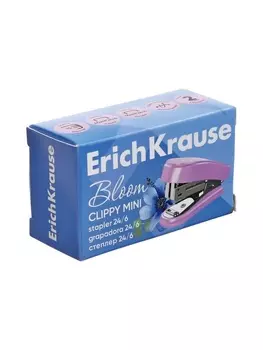 Степлер №24/6, 26/6 ErichKrause Clippy Mini Pastel Bloom, мини, до 15 листов, МИКС
