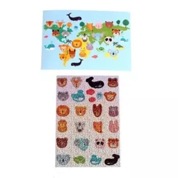 Аппликация стикерами «Карта мира», набор для творчества, стикерная мозаика
