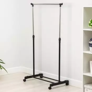 Вешалка - стойка напольная для одежды Доляна, телескопическая 90 (160) см, 1 перекладина, 8043 см, чёрная, хромированная