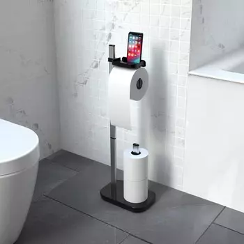 Стойка для туалетной бумаги напольная, 73x25x16 см, чёрный