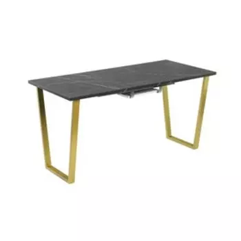 Стол «Атлант – 12», 1300(1800)800760 мм, цвет камень чёрный/опора золотой