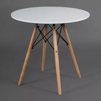 Стол CINDY NEXT (mod, 70-80 MDF) металл/мдф/бук, белый/натуральный D80х75см