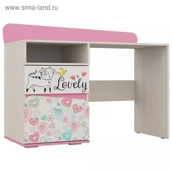 Стол для детской Алиса 920х1200х520 Белый/ корпус Ясень Анкор Белый/ Розовый