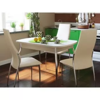 Стол «Грация» 110 см, нераздвижной, стекло, опоры хром, подстолье дуб сонома