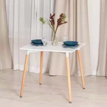 Стол JOHN T1003, 800800750 мм, цвет белый/натуральный