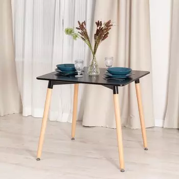 Стол JOHN (mod, T1003) мдф/дерево, черный/натуральный 80х80х75см