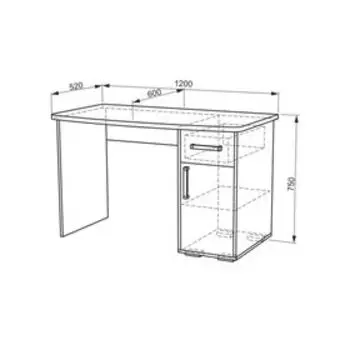 Стол компьютерный 1200 "Лайт-1", дуб сонома/белый
