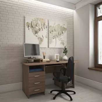 Стол компьютерный, 1647 × 742 × 748(844) мм, цвет ясень шимо тёмный