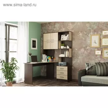 Стол компьютерный №1 Левый, 1280х2000х1450, Венге/Белфорт