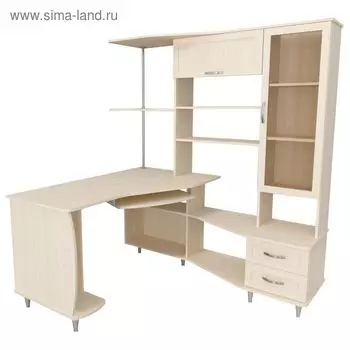 Стол компьютерный Альфа-4 Правый Дуб молочный