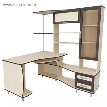 Стол компьютерный Альфа-4 Правый Дуб молочный/венге