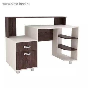 Стол компьютерный Альянс 4, 1280х550х910, Бодега светлый/Темный