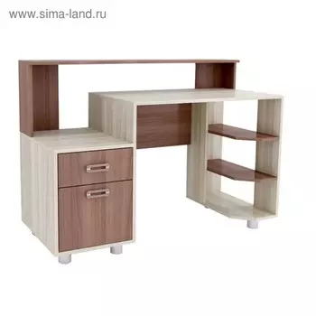 Стол компьютерный Альянс 4, 1280х550х910, Шимо светлый/Шимо темный