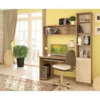 Стол компьютерный Интел-2 1500х600х2000 Ясень Шимо темный/светлый