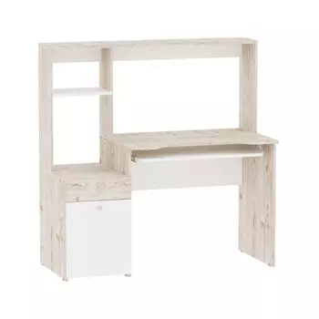 Стол компьютерный Комфорт 12.70, 1270х600х1303, Белый шагрень/Винтаж